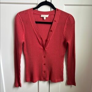 Etcetera Dark Salmon Button-Up Sweater | XS